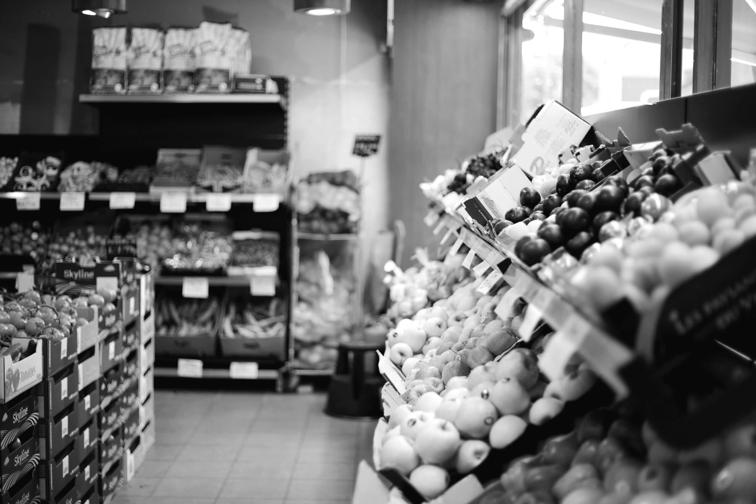 Fresh fruit and vegetables in a green grocers