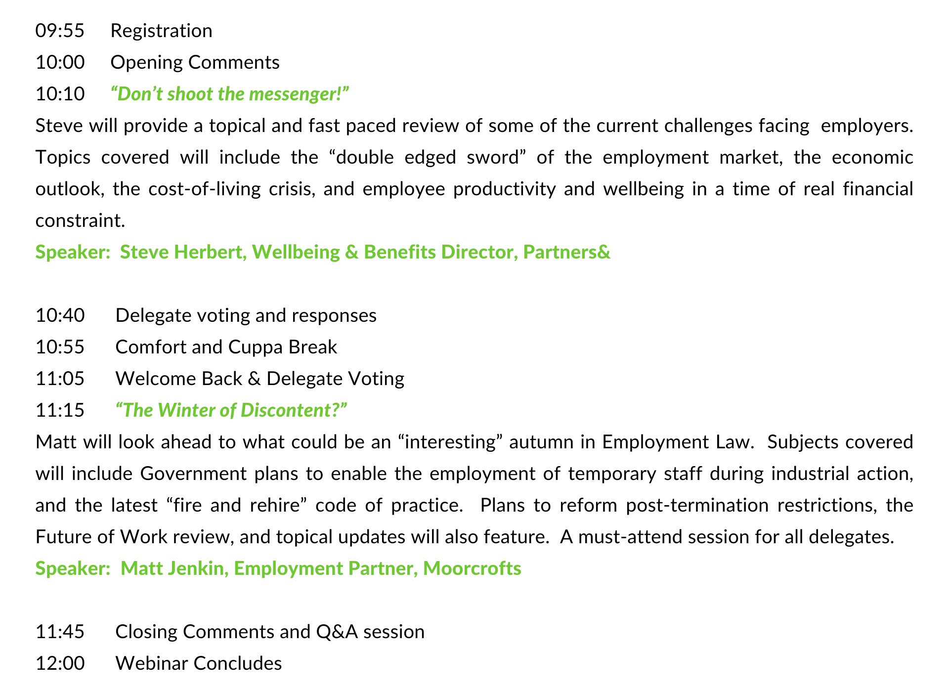 Agenda for employment webinar, 8th September 2022