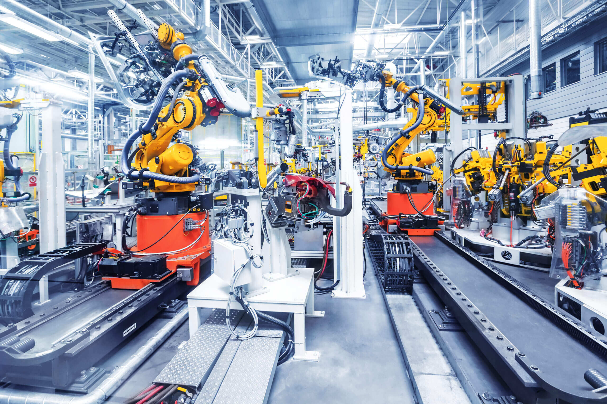 Manufactuing robots in a car factory