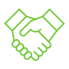 Green hands shaking png graphic