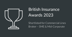 British insurance awards 2023, black graphic